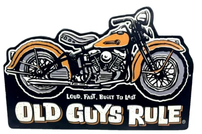 Letrero de hojalata de metal de motociclista Harley Davidson de colección - Man Cave - Old Guys Rule 16" x 10,5" Foto 1 de 4