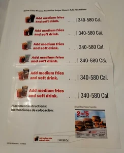 McDonalds Translite Menu Snipe Sheet Advertising Drive Thru Add On Stickers 2018 - Picture 1 of 7