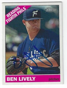 Tarjeta firmada por Ben Lively Reading Fightin Phils 2015 Guardianes Phillies Royals Rods - Imagen 1 de 1