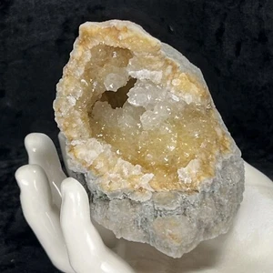 3-3/4” Quartz Crystal Cluster Geode Golden Healer Iron Citrine 2 side Chalcedony - Picture 1 of 6
