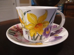 Roy Kirkham England Floral Multicolor Oversize Jumbo 15 oz Cup & Saucer Floral - Picture 1 of 5
