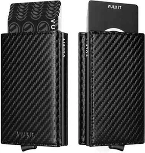 VULKIT Portatarjetas de Crédito con Compartimento para Billetes Bloqueo RFID Pop Up Cuero - Imagen 1 de 7