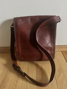 Borsa a tracolla BORSE IN PELLE ITALY marrone cognac tamponata miele - Foto 1 di 9