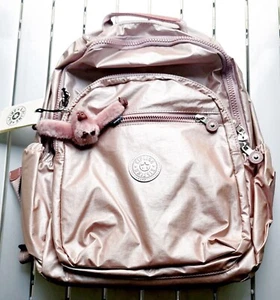 US reduced vintage 45cm 15" backpack Kipling Seoul L open-side pocket rose gold - Picture 1 of 7