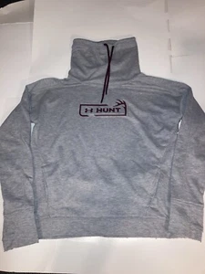 Women's Under Armour Hunt Loose Fit Logo Spellout Grey Sweatshirt Size M - Picture 1 of 7