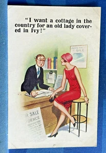 Donald McGill Comic Postcard 1920s Flapper Fashion Estate Agent Cottage No 5904 - Picture 1 of 2