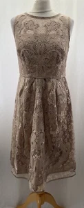Monsoon braun handverziertes Spitzenkleid Größe 10 Abschlussball - Bild 1 von 12