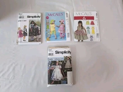 Lot 4 Little Girl Sewing Patterns Dresses Ruffle Pants - Daisy Kingdom - 3 uncut - Image 1 of 4