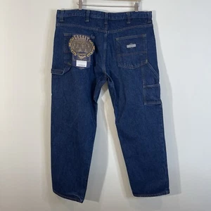 Diamond Gusset Carpenter Jeans Mens Size 42x30 USA Industrial Blue Dark Wash NEW - Picture 1 of 12