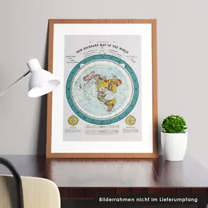 Weltkarte Poster Flache Erde 70x50cm XXL historische Welt Karte Gleason FlatEarh - Bild 1 von 7
