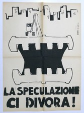 Manifesto Lotta Continua - La speculazione ci divora - anni '70 - RARO