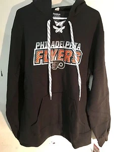 REEBOK Pullover Felpa con Cappuccio NHL Jersey Philadelphia Flyers Team Nero Tg S - Foto 1 di 1