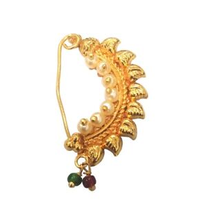 Rsinc Moti Stilvolles mit Perlen Wunderbare Marathi Schmuck Nath / Nase Ring