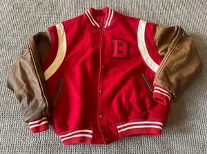 Vintage Baseball World Championship Series Varsity Leather Button Up Jacket - M - Picture 1 of 4