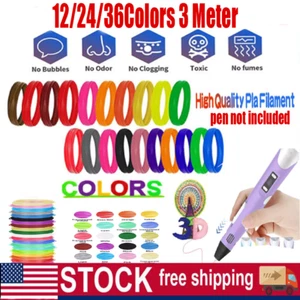 3D Pen Printer PLA Filament Refills High Precision 1.75mm 323 Feet 12~36 Colors - Picture 1 of 15