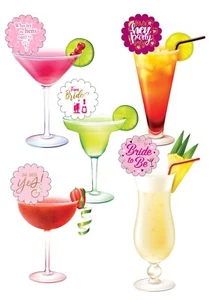 COCKTAIL Toppers HEN PARTY 15 Pre-Cut Edible Wafer Paper  - 5cm Scalloped Edge - Picture 1 of 9