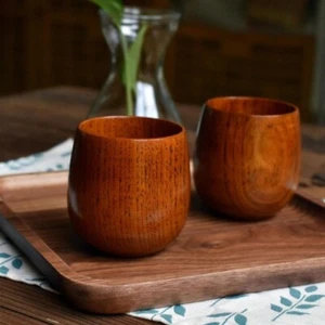 Natural Wooden Cup Coffee Handmade Milk Drinking Natural Water Mugs Cups Juice - Picture 1 of 9