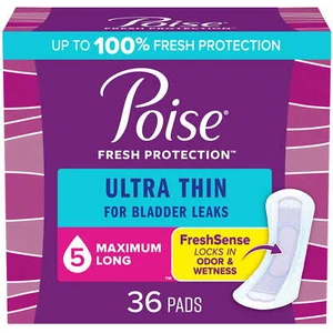 Ultra Thin Incontinence Pads, 5 Drop Maximum Absorbency, Long Length, 36 Count - Picture 1 of 6