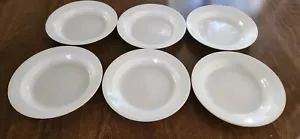 6 Corelle Winter Frost WHITE FLAT RIM BOWLS Pasta Soup Rimmed NEW n BOX w/Labels - Picture 1 of 13