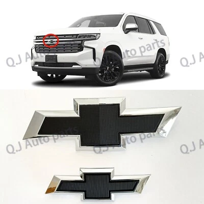 Nuevos emblemas de pajarita delantera y trasera Suburban/Tahoe 2021-2025 en cromo negro ajuste OEM Foto 1 de 4
