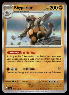 RHYPERIOR 76/142 RARE STELLAR CROWN POKEMON - Image 1 of 4