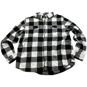 George Hemd Herren XL schwarz weiß Büffel kariert Flanell Langarm Knopfleiste - Bild 1 von 8