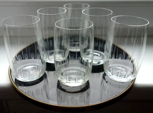 6 Wassergläser Becher Mid Century Design 50er 60er Linien Ellipsen Schliff - Bild 1 von 7
