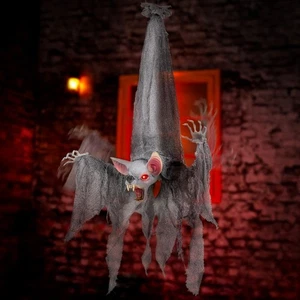 Halloween Animatronics 3ft Bat Reaper, Spooky Hanging Animated Animal Prop wi... - Picture 1 of 6