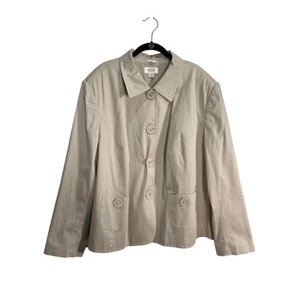 Talbots Woman’s Stretch Size 24W Button Detaik Snap Down Tan Jacket Lightweight - Picture 1 of 11