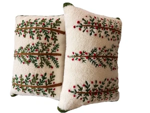 Two Cherished Traditions Christmas Tree Toss Pillows 14 x 10 Inch Holiday Decor - Picture 1 of 10