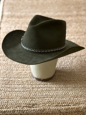 Jackson Hole Co Green Custom Cowboy Hat 5x Moss Green 5X Sz 7 1/8 (22.5") - Image 1 of 4
