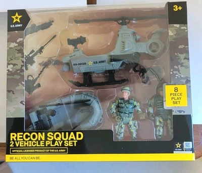 US Army Recon Squad 2 Vehicle Playset - 8 Pieces - NEW - Image 1 of 2