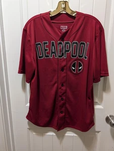 Marvel Deadpool Shirt Mens M Baseball Jersey Tacos #90 Burgundy Red Black Shirt - Picture 1 of 6