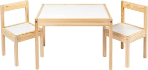 LATT - Tavolo per Bambini Con 2 Sedie, Colore: Bianco, Pino, Beige - Foto 1 di 12