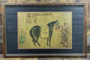 Stampa cinese vintage Han Kan un omaggio di un cavallo incorniciata - Foto 1 di 6