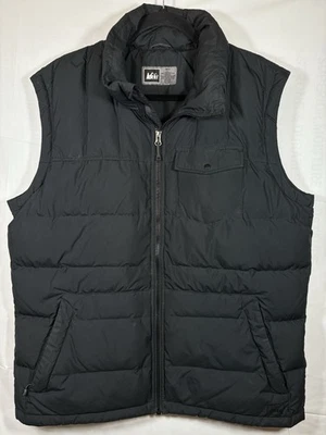 REI Men’s Goose Down Puffer Vest Black L Recycled Polyester Insulated Warm #248 - Image 1 of 4