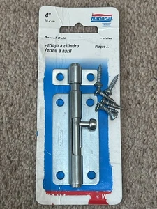 NATIONAL 4" / 10.2CM ZINC PLATED BARREL BOLT N151-654 V834 MADE IN USA - Picture 1 of 12