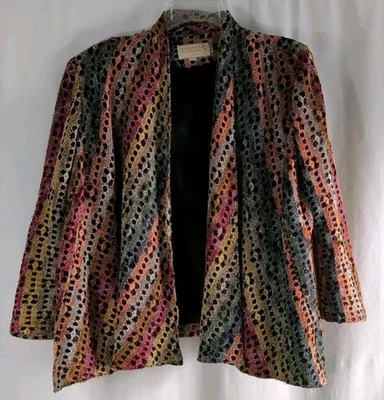 Vintage Alberto Makali Designer Unique Jacket Wrap Colorful/Floral Women's SizeL - Image 1 of 4