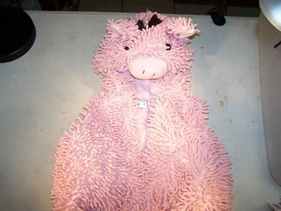 Going Wild PINK PIG Halloween Costume CHENILLE Hooded Vest Unisex 6-9 months - Image 1 of 4