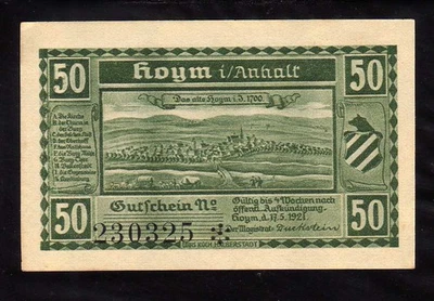 HOYM  - GERMANY NOTGELD  -   50 PFENNIG - Image 1 of 2