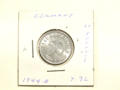 Germany 1944-B 50 Pfennig Third Reich Coin WWII - Image 1 of 4