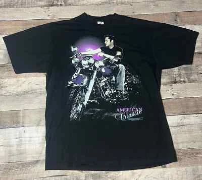 Elvis Presley Shirt Adult Large Black King Of Rock And Roll Band Tee Motorcycle - Image 1 of 4