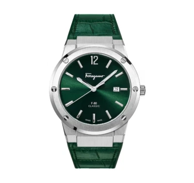 Ferragamo SFDT00119 F-80 clásico reloj de cuarzo para hombre acero esfera verde 42 mm Foto 1 de 4