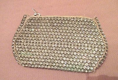 antiguo ornamentado muy brillante pesado cristal lino bolso de mano bolso de noche pulsera  Foto 1 de 4