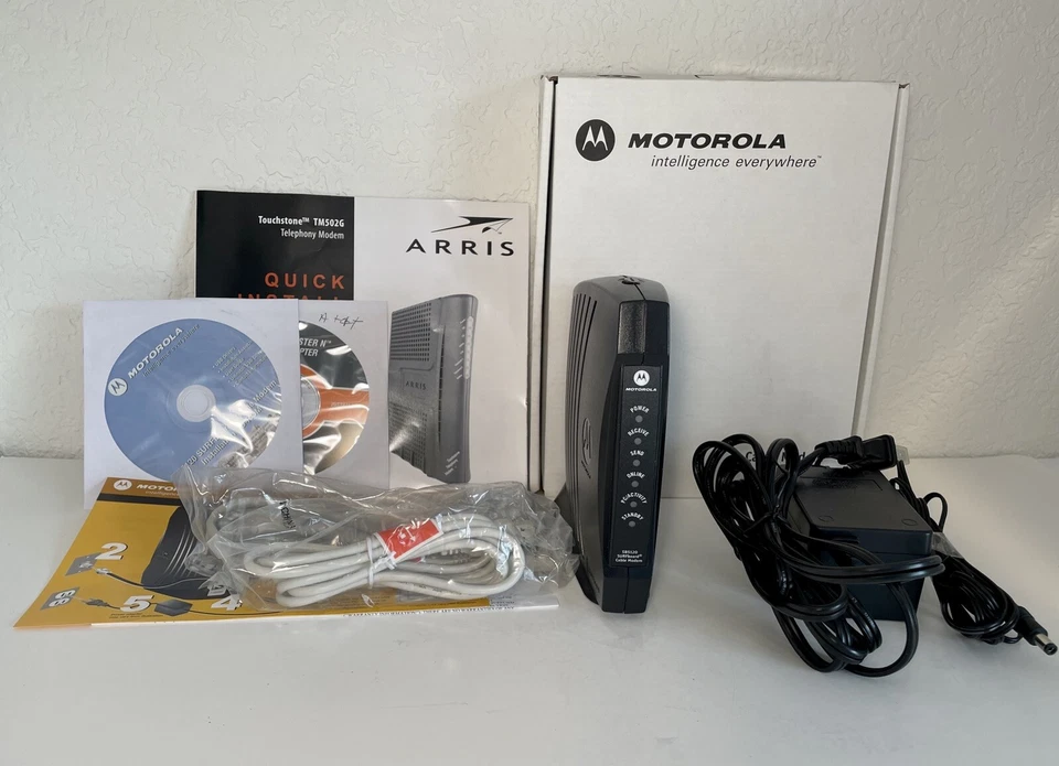Motorola Arris SURFboard MODEM Model SB5120 Original Box Installation CD &Cables - Image 1 of 4