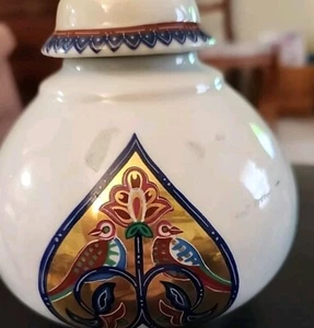 Vintage ELIZABETH ARDEN, Ingwerglas, Weißgold geprägt Love Birds, 5" - Bild 1 von 7