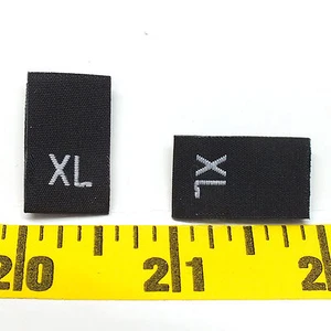 1000 or 500 pcs WOVEN GARMENT SEWING SIZE XL LABELS Black w White Letter Ship@US - Picture 1 of 2