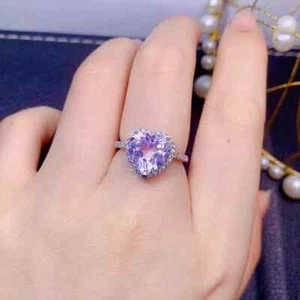 Silver Plated Anti Tarnish Crushed Ice Cut Purple Sapphire Adjustable Ring - Picture 1 of 4