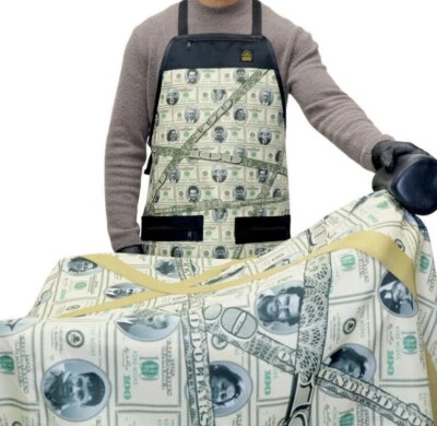 KING MIDAS Barber Cape Professional Barber Cape For Men Money Barber Cape And Apron Set