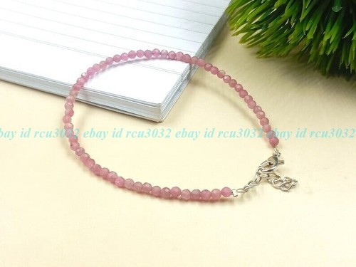 VALENTINO Bracciali 3mm Rosa Tormalina Sfaccettata Tonda Pietra Preziosa Perline Ragazze e Donna 7 5”